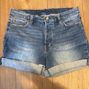 GAP Blue Jean Shorts High-Waisted Cuffed